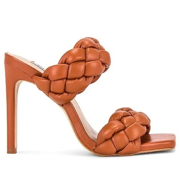 Steve Madden Tan Braided Double-Strap Slide Heels - Picture 3 of 4